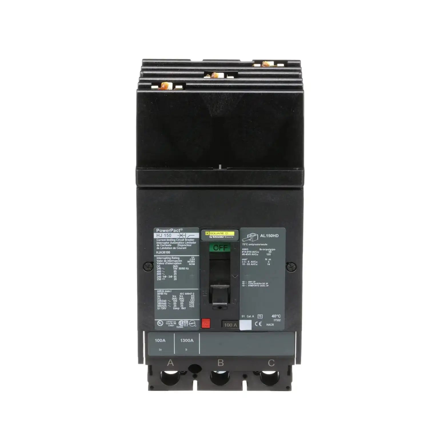 Square D HJA36100 I-Line Plug-In Breaker 100A 3-Pole 600V