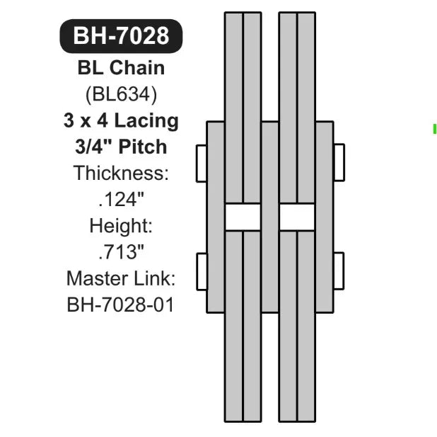 10" Feet Lift Chain (BH-7028) Sizing CAD Diagram
