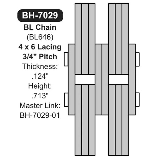 10" Feet Lift Chain (BH-7029) Sizing CAD Diagram