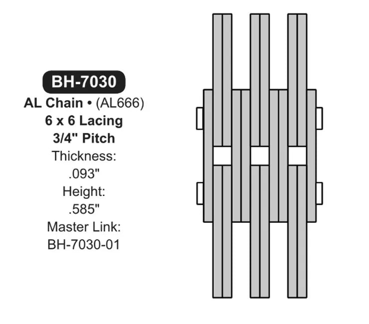 10" Feet Lift Chain (BH-7030) Sizing CAD Diagram