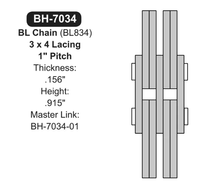 10" Feet Lift Chain (BH-7034) Sizing CAD Diagram