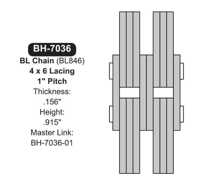 10" Feet Lift Chain (BH-7036) Sizing CAD Diagram