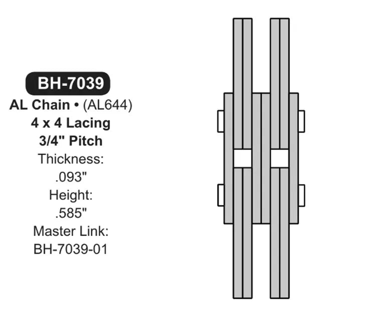 10" Feet Lift Chain (BH-7039) Sizing CAD Diagram
