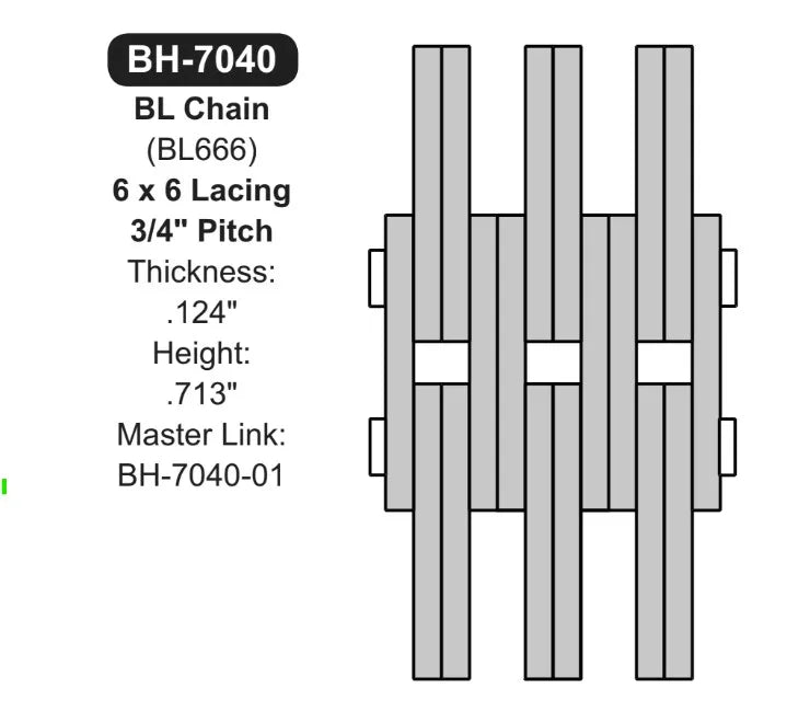 10" Feet Lift Chain (BH-7040) Sizing CAD Diagram