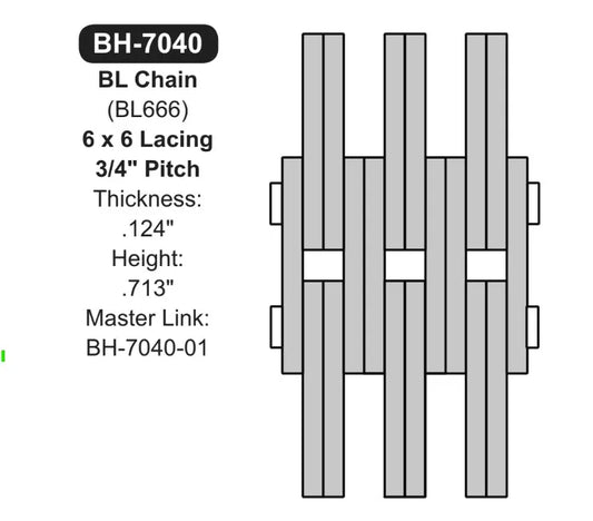 10" Feet Lift Chain (BH-7040) Sizing CAD Diagram